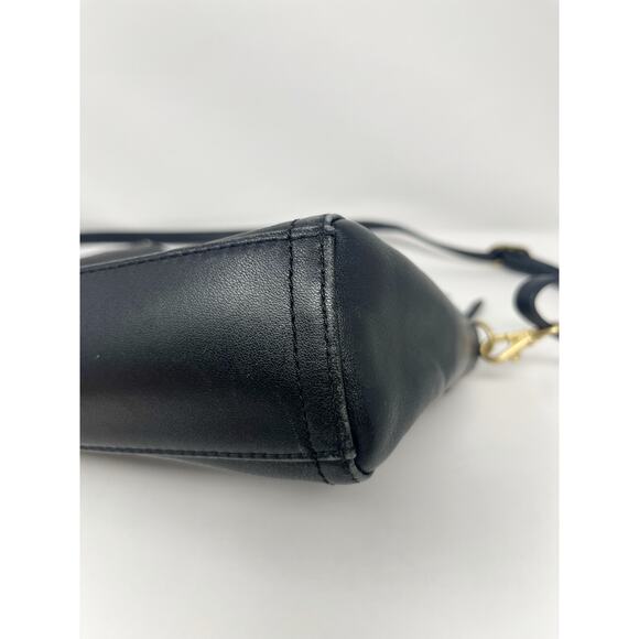 LO & SONS Pearl Crossbody Purse Black Nappa Leather Gold Hardware Adjustable - Picture 5 of 12